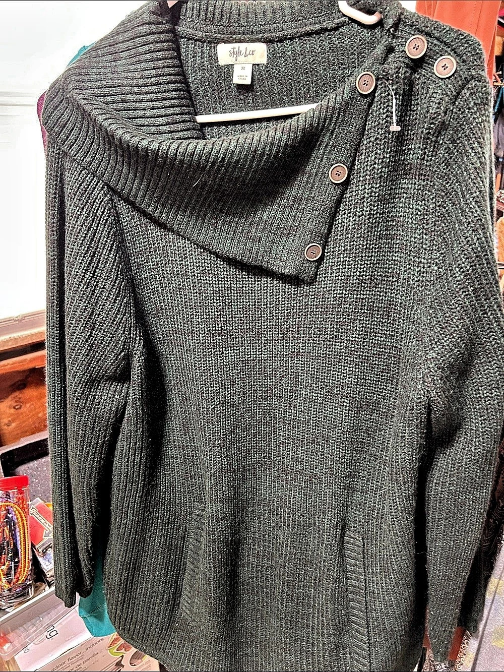 Style & Co Cowl Neck Sweater in Green Size 2x